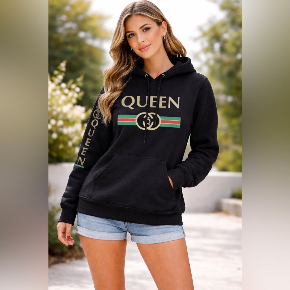 by Joh Lauren Queen Hoodie Women’s Hoodie Size medium black fleece